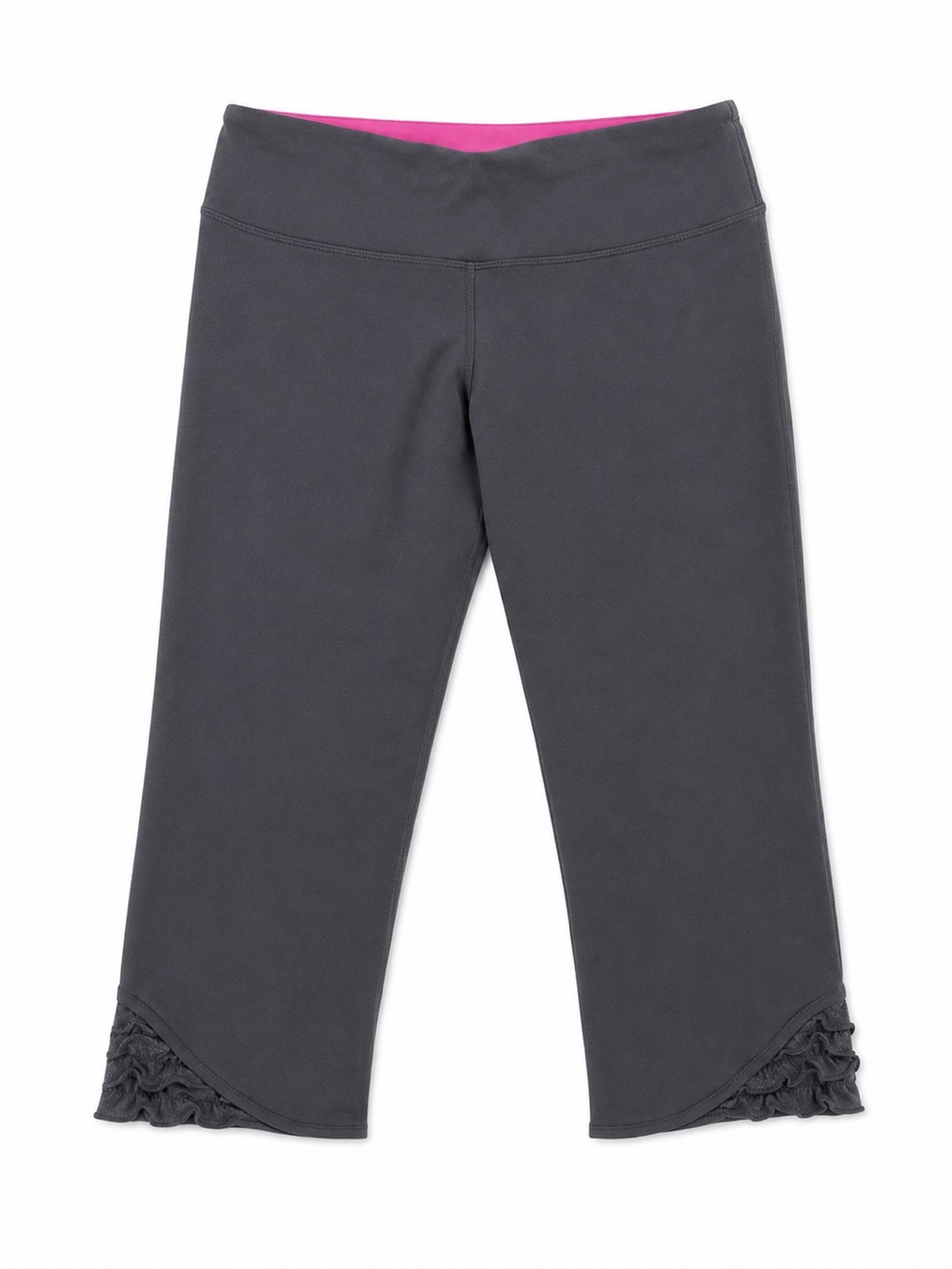 Lululemon Gray Pink Ruffle Hem Crop Leggings Size 8
